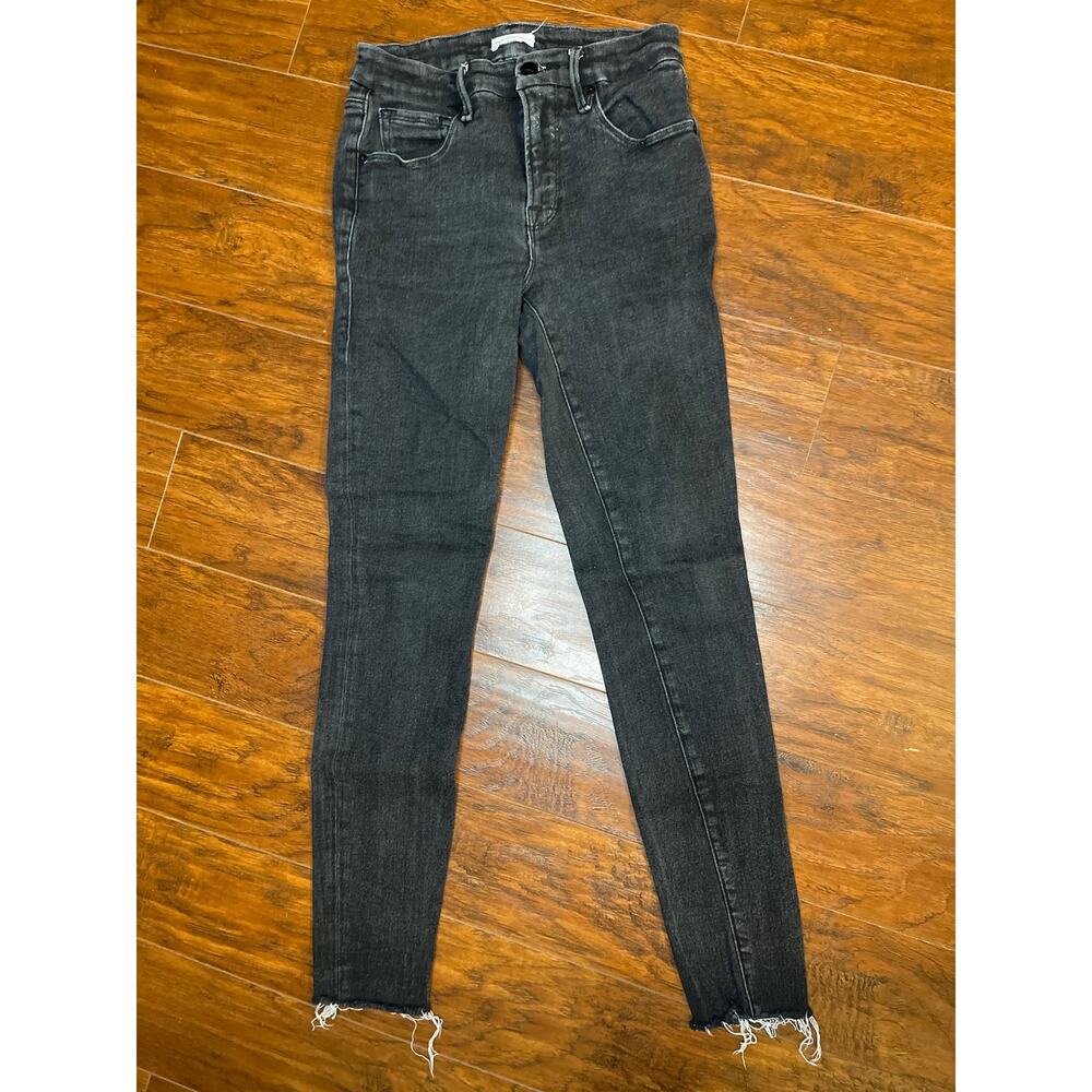 Good American GLRH419T Good Legs Raw Hem Jeans in Washed Black Size 2